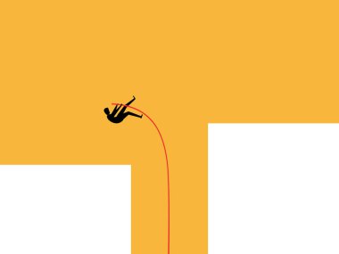 İş adamı sırıkla arayı açtı.