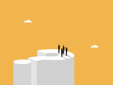 İş ekibi kararı, iş adamı soru işaretinin üzerinde duruyor.