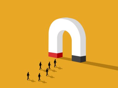 Motivasyon, iş adamı mıknatısa doğru yürüyor