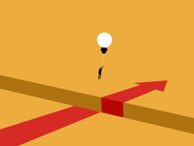 Akıllı forvet, iş adamı aralık boyunca ampul balonuyla uçuyor.