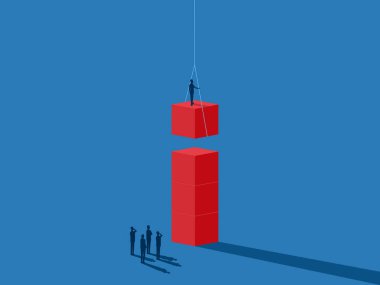 İş ekibi iş büyümesi için bloklar oluşturuyor