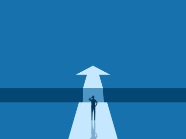 Fırsattan istifade, işadamı açık bir engelle oka doğru yürümeyi düşünüyor.