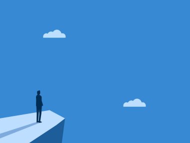 Liderlik vizyonu, iş adamı uçuruma bakıyor.