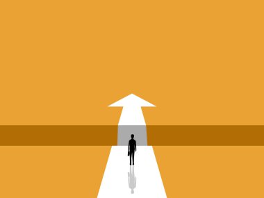 Üstesinden gelen iş adamı, okun üzerinde aralıkla duruyor.