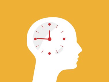 Beyinde bir saat vardır, yaşam süresi konsepti.