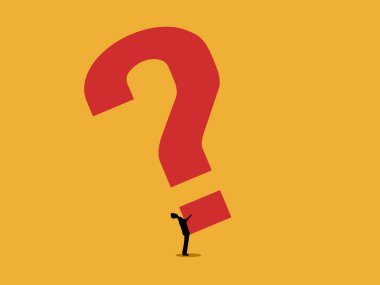 İş adamı büyük bir soru işareti taşıyor, büyük bir sorun.