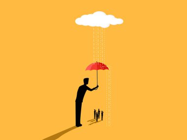 Sigorta, danışman iş ekibini korumak için şemsiye tutuyor.