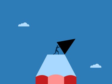 İşadamı kalem ucunu dünyaya fırlatıyor.