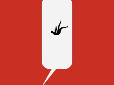 İş adamı uçurumdan düştü, derin konuşma baloncuğundan.