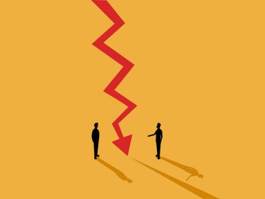 Kriz grafiğine bakan iki işadamı krizi fırsata dönüştürüyor.