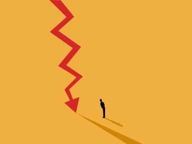 İş adamı kriz hattına bakıyor.