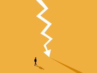 İş adamı bir kriz oku veya engelle karşılaşır