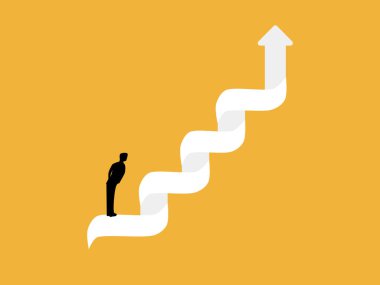 İşadamı ok merdivenlerini tırmanır.