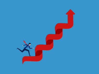 İş adamı büyümek için merdivenleri çıkıyor..