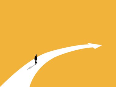 İşadamı oku takip ederek bir dönemece giriyor.