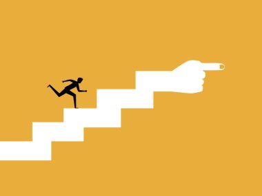 İşadamı adım adım işaret parmağı yönünde koşar.