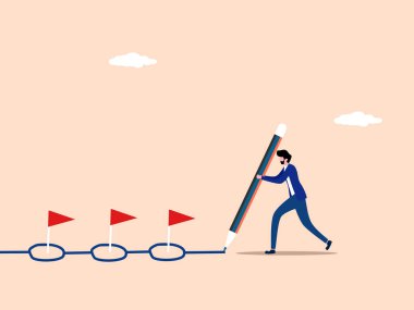 İş adamı proje yönetimi döneminde işleri kontrol etmek için bir kalem tutuyor