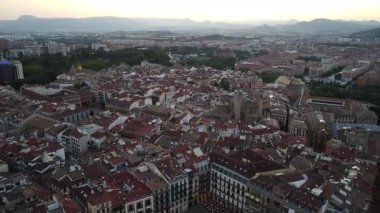 Pamplona 'daki Plaza del Castillo' nun Hava Görüntüleri