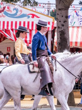 SEVILLE, SPAIN - May 04, 2022 - Horses at Seville April Fair