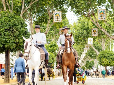 SEVILLE, SPAIN - May 04, 2022 - Horses at Seville April Fair