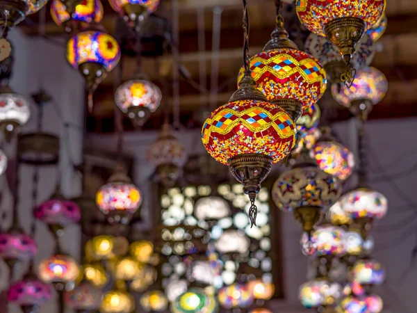 Színes Marokkói Stílusú Lámpák Szelektív Fókusz — Stock Fotó