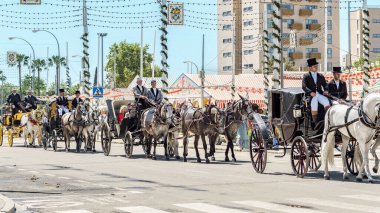 Seville, İspanya - 26 Nisan 2023: Nisan Fuarı (Feria de Abril), Sevilla Fuarı (Feria de Sevilla), Endülüs, İspanya
