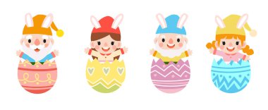 Tavşan kulaklı Paskalya cüceleri, tavşan kulaklı ve paskalya yumurtası takan sevimli kadınlar.