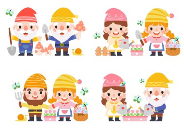 Bahçe Gnome ve Kadın çizgi filmi, Bahçe ve Bahar, Bahçe aletleri ve dekor koleksiyonu