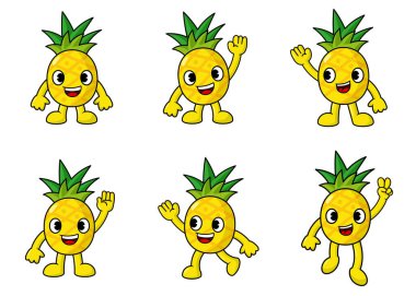 Kolları ve bacakları olan komik ananas çizgi filmi. meyve şirin 