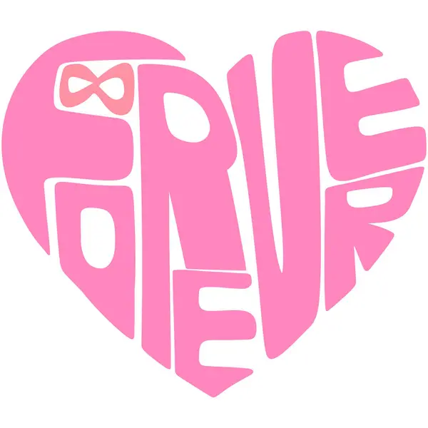 Kalp şeklinde sevgililer günü, el çizimi mektup, sonsuza dek.