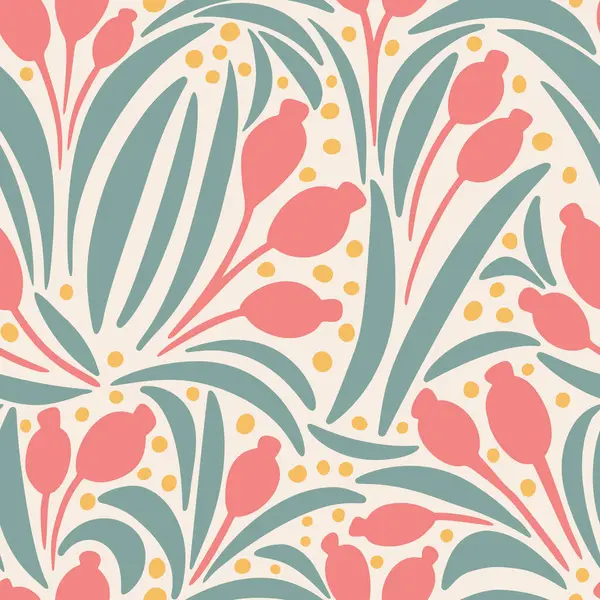 Çiçek El Süsleme Çiçekleri ve Yapraklar Soyut Kusursuz Desen