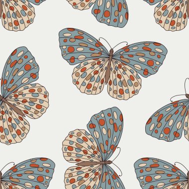 boho kelebek el çizimi pürüzsüz desen arka plan