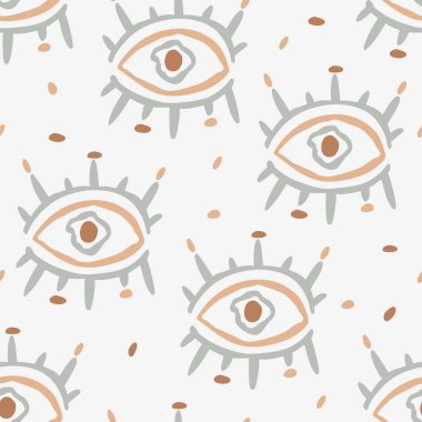 El çizimi soyut boho göz kusursuz desen