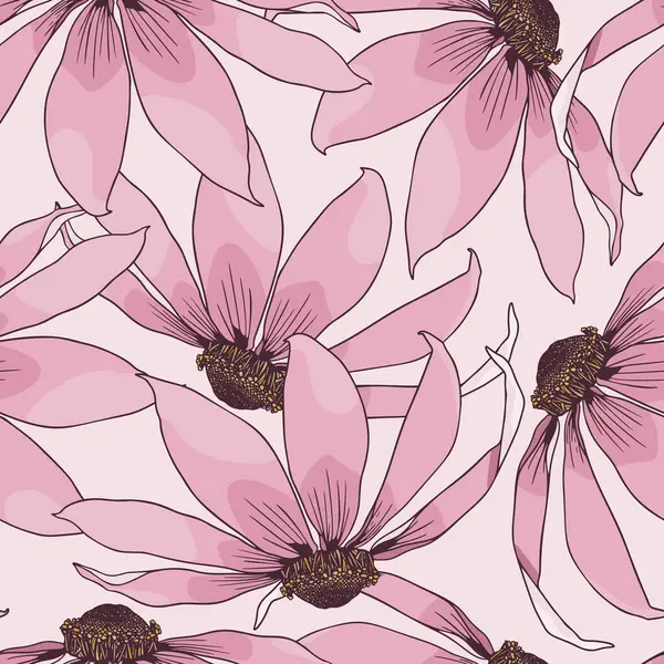 Pastel Çiçekler, Çiçek El Çizimi Kusursuz Desenli Arkaplan