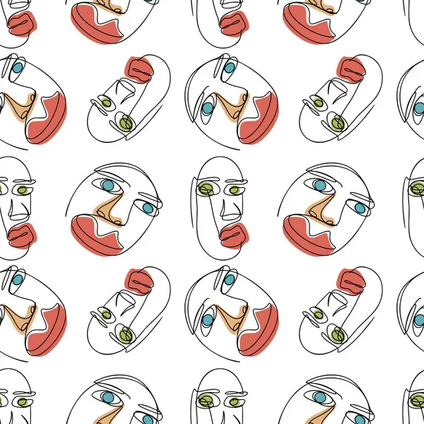 Modern Tek Çizgili El Soyutlanmış Yüzler Kusursuz Desen