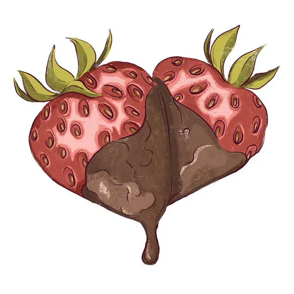 Çikolata El 'de Çilek Çizilmiş Sevgililer Günü Çizimi