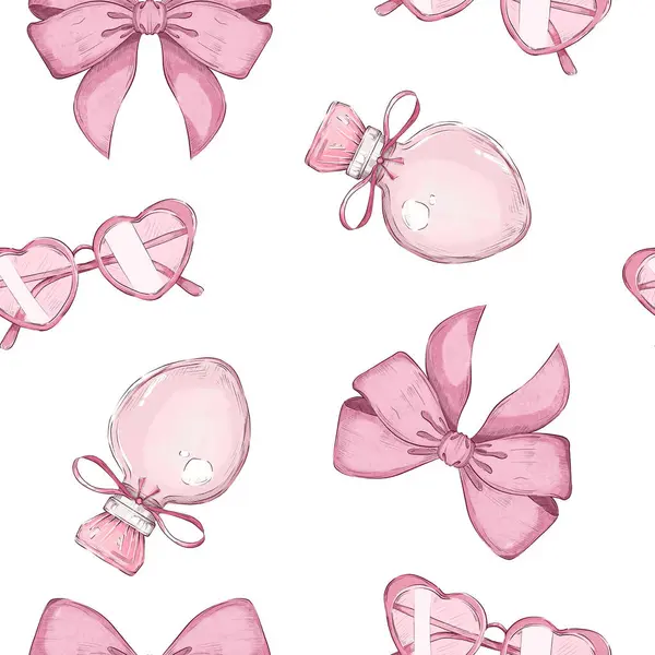 Sevgililer Günü Pembe El Çizimi Kusursuz Desen