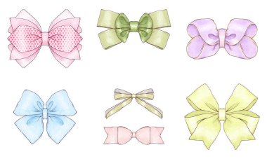 El Çizimi Yay Çizimleri, Renkli Koleksiyon, Taslak, Doku Yayları Çeşitli Şekiller ve Boyutlarda