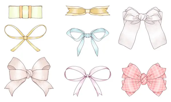 El Çizimi Yay Çizimleri, Renkli Koleksiyon, Taslak, Doku Yayları Çeşitli Şekiller ve Boyutlarda