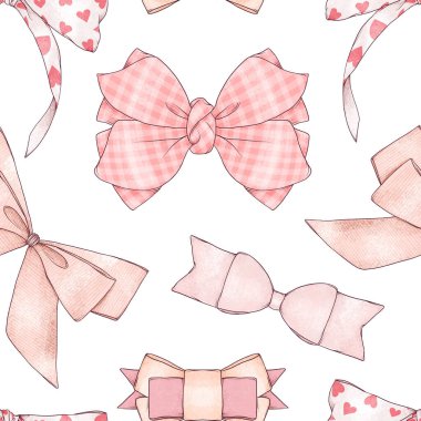 El çizimi kurdeleler, pürüzsüz desenler, Renkli Baskı, Taslak, Doku Yayları Çeşitli Şekiller ve Boyutlarda