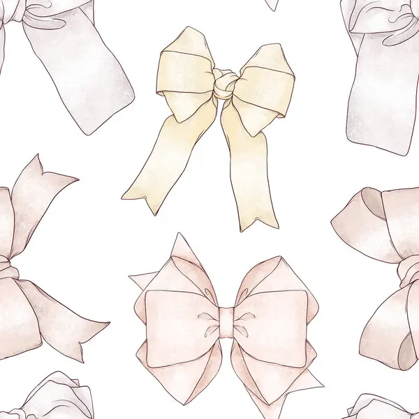 El çizimi kurdeleler, pürüzsüz desenler, Renkli Baskı, Taslak, Doku Yayları Çeşitli Şekiller ve Boyutlarda