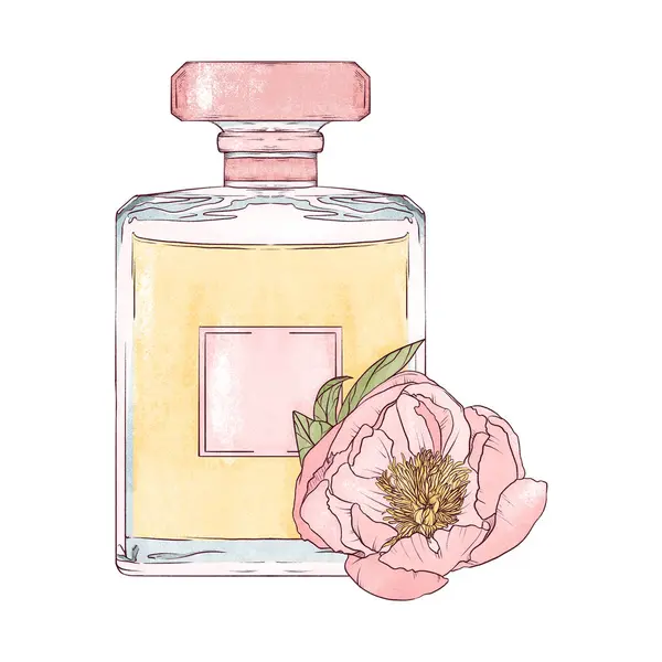 Şakayık Çiçekli Cam Parfüm Şişesi Çizimi