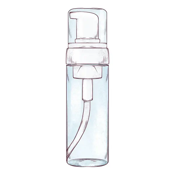 Kozmetik, Köpüklü Yüz Temizleyici Şişe El Çizimi