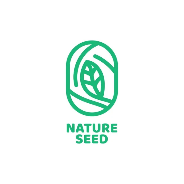 Tohum Bitkisi Doğası Oval Logo Konsept Tasarım Illüstrasyonu — Stok Vektör