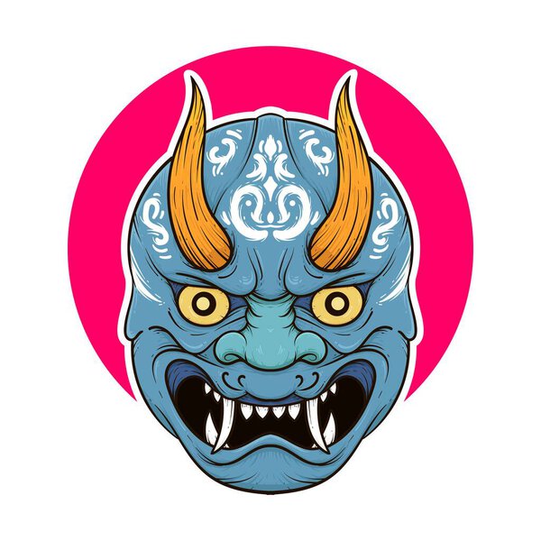 традиционная японская иллюстрация маски демона они