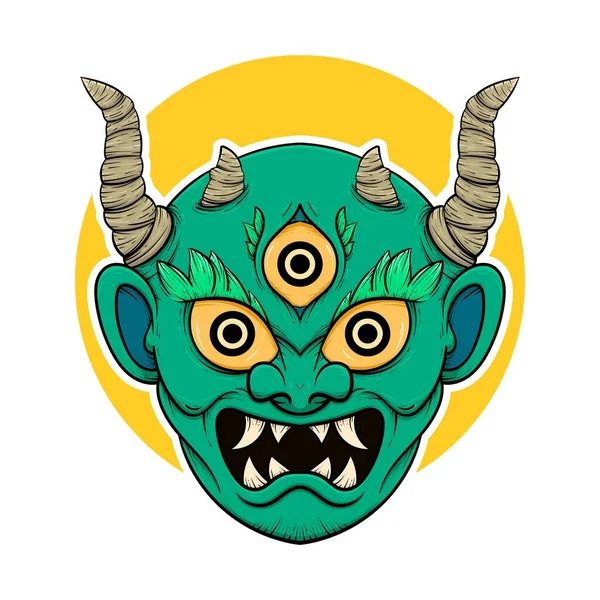 Ilustración Tradicional Máscara Oni Demonio Japonés — Vector de stock