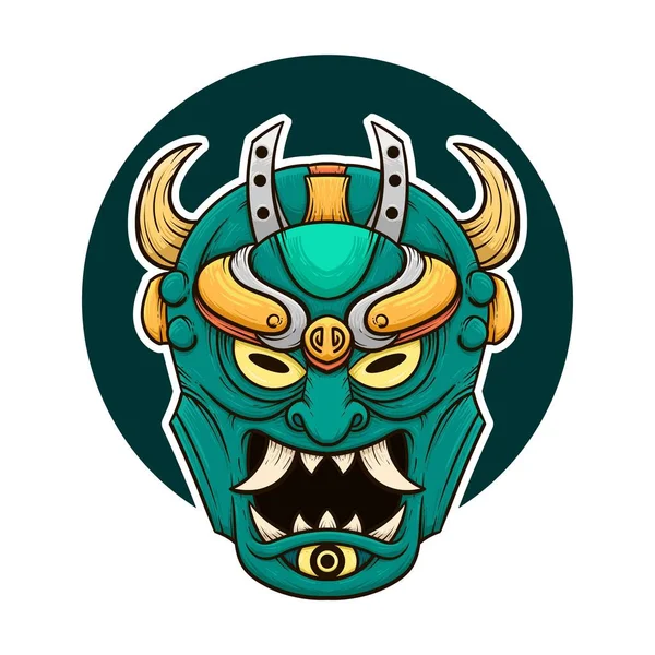 Ilustración Tradicional Máscara Oni Demonio Japonés — Vector de stock