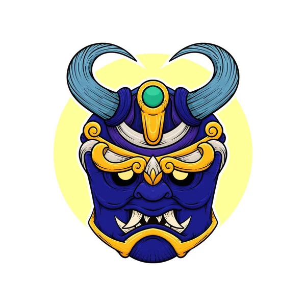 stock vector the traditional japanese demon oni mask illustration