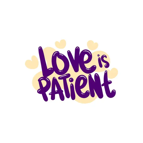 Amour Est Patient Personnes Citation Typographie Plat Design Illustration — Image vectorielle
