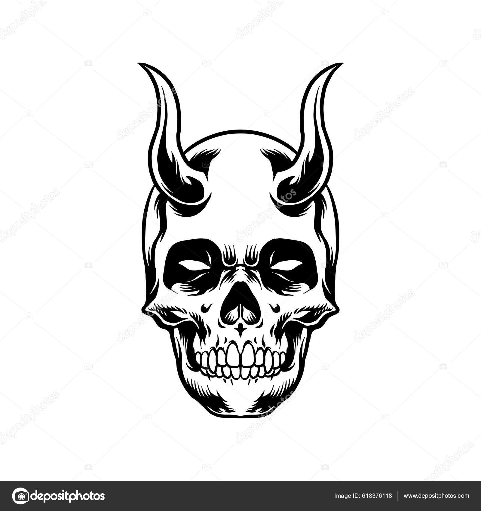 Image vectorielle Crâne Démon Monochrome Illustrations Vectorielles Clipart  Pour Votre Travail Logo par ©artgrarisstudio.gmail.com - 618376118, image size:1600x1700